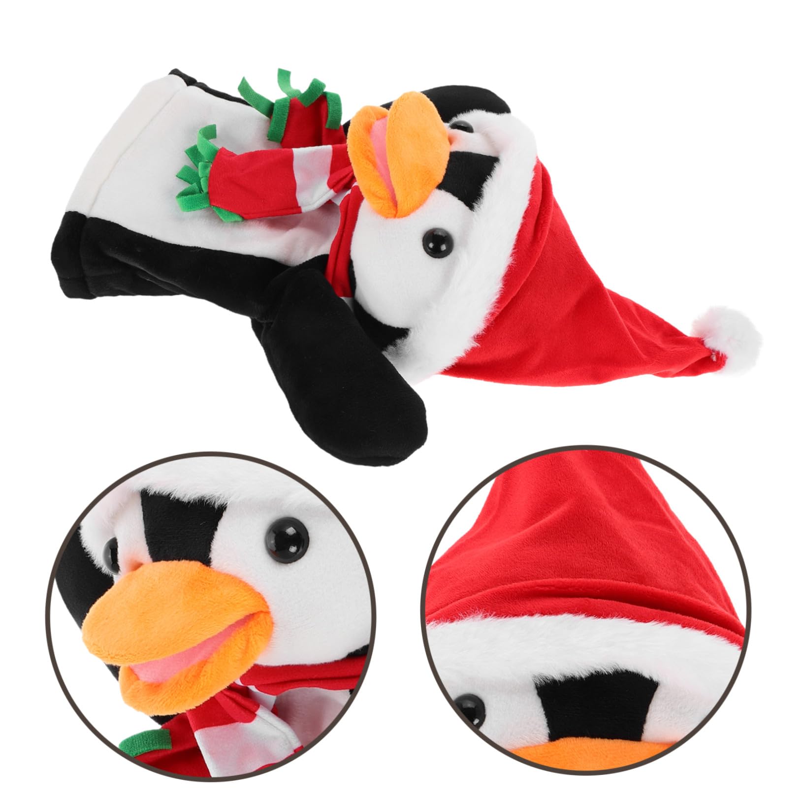 FRCOLOR 4 Pièces Marionnette Main Pingouin de Noël Peluche Douce Marionnettes Doigt Mignonnes pour Garçon Fille Jeu Interactif Créatif et Décoration Festive