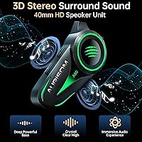 Vista 4 de Auriculares de Casco de Motocicleta Bluetooth con Cancelación de Ruido, Altavoces Inalámbricos para Casco con Luz LED de 4 Colores, Batería