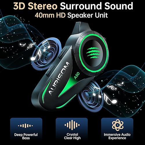 Miniatura 4 de Auriculares Bluetooth para casco de motocicleta, cancelación de ruido, altavoces inalámbricos para casco de 4 colores, luz LED, batería de 1200 mAh,