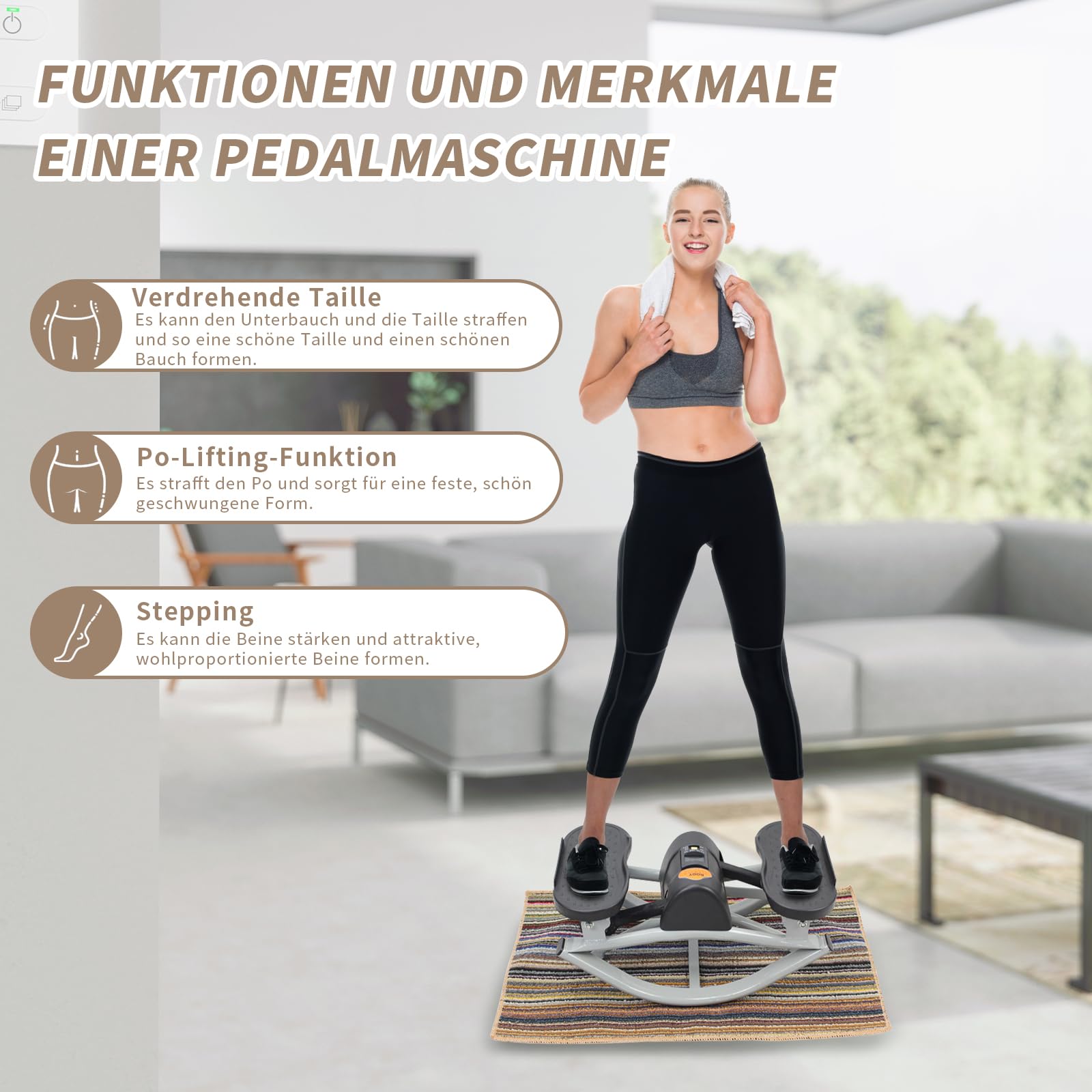 Rock Stepper, Step Rocker seitlich, Seitlich schwingender Fitness-Stepper Heimtrainingsgerät, Fitnessgerät geeignet für Zuhause, Wohnung und Studentenwohnheim