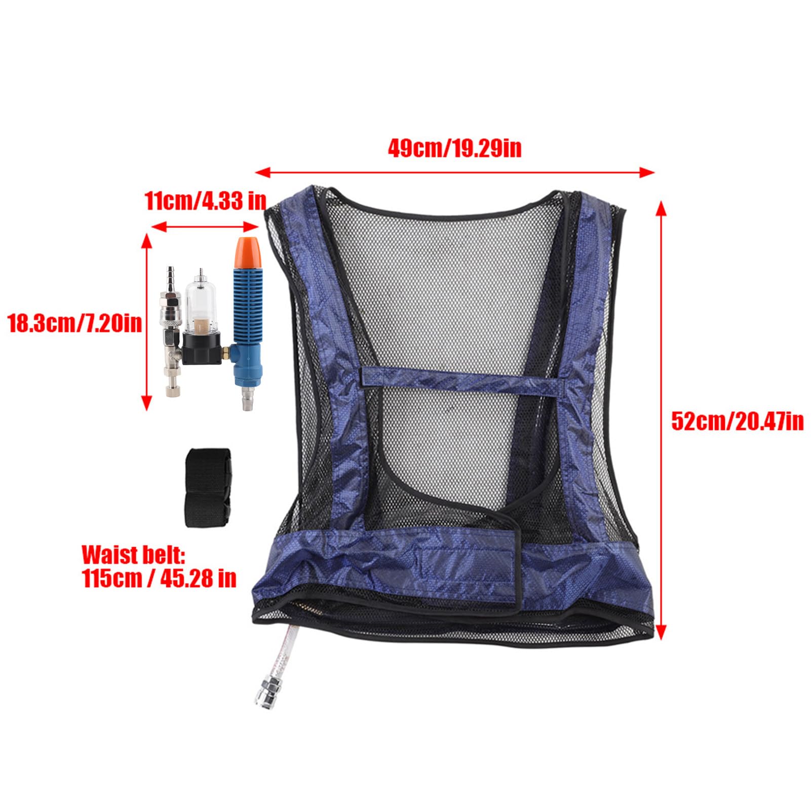 Fdit Chaleco de Enfriamiento Comprimido por Aire, Chaleco de Enfriamiento Instantáneo con Control Manual de Temperatura para Soldadura Industrial, Metalurgia de Acero, Entornos de