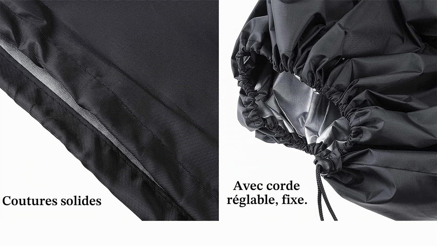 Lot de 2 housses de siège de bateau imperméables, robustes, résistantes aux intempéries, aux UV, en tissu Oxford 420D (noir, 65 x 65 x 120 cm)