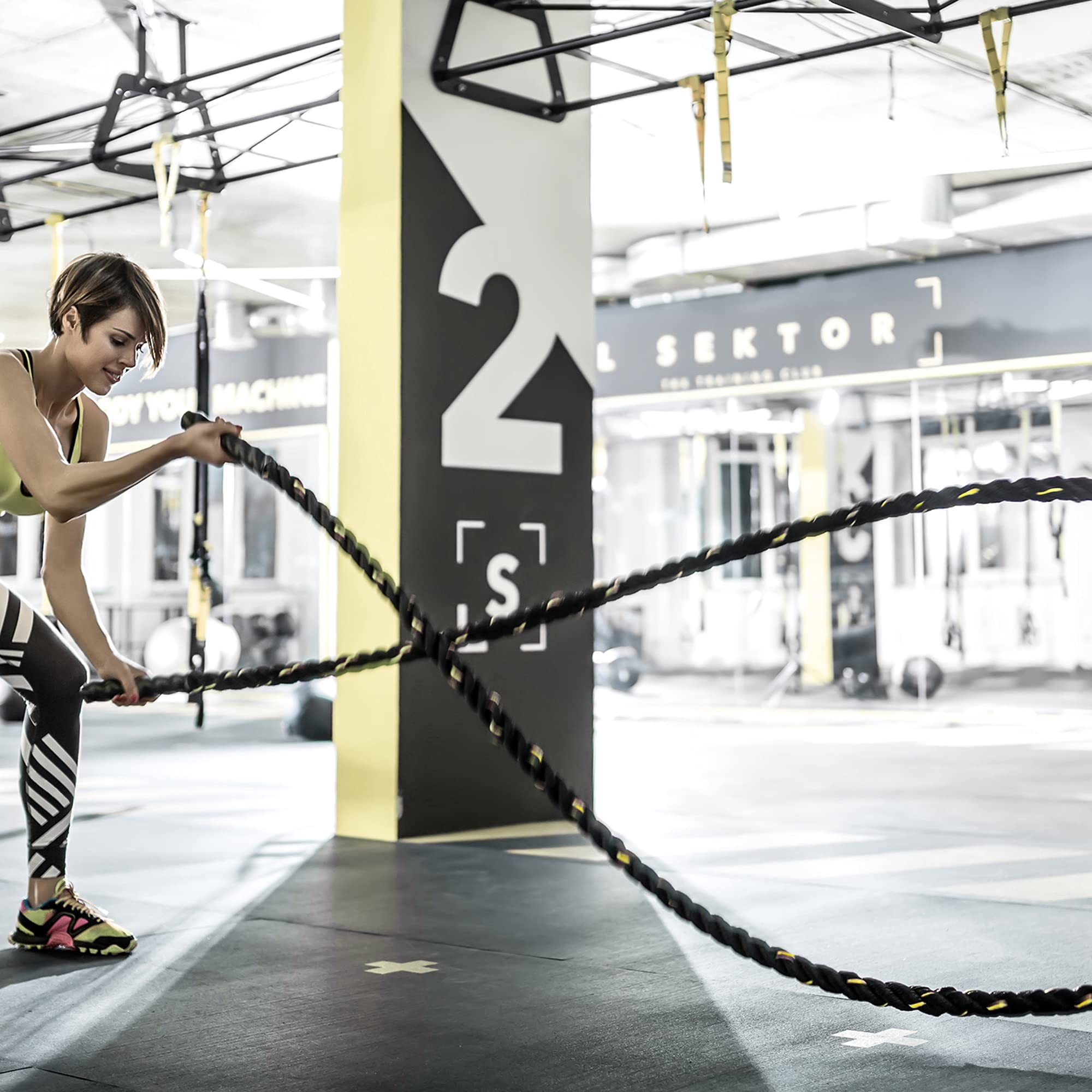 HOMCOM Cuerda de Batalla Ø38 mm Longitud 9 m Battle Rope Formación Battling Power Cuerda Ejercicio Fitness Deporte Poliéster Ultra Resistente Negro