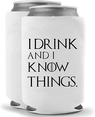 Miniatura 1 de Cool Coast Products - Tyrion Lannister - I Drink and Know Things  Juego de dos (2) divertidos Hugger Coolie Huggie - Tema de drama de fantasía