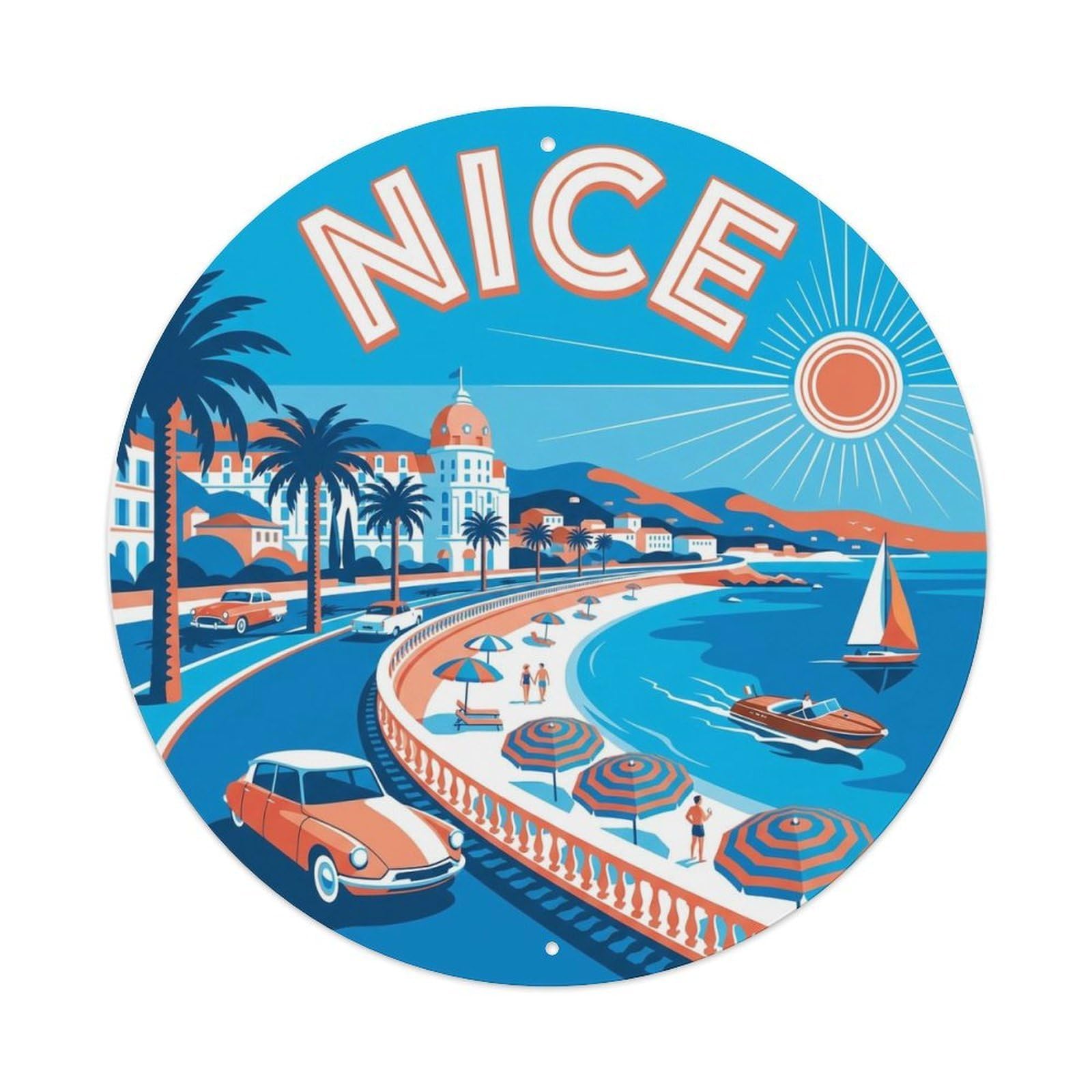 Retro Travel France Nice Metal Tin Sign