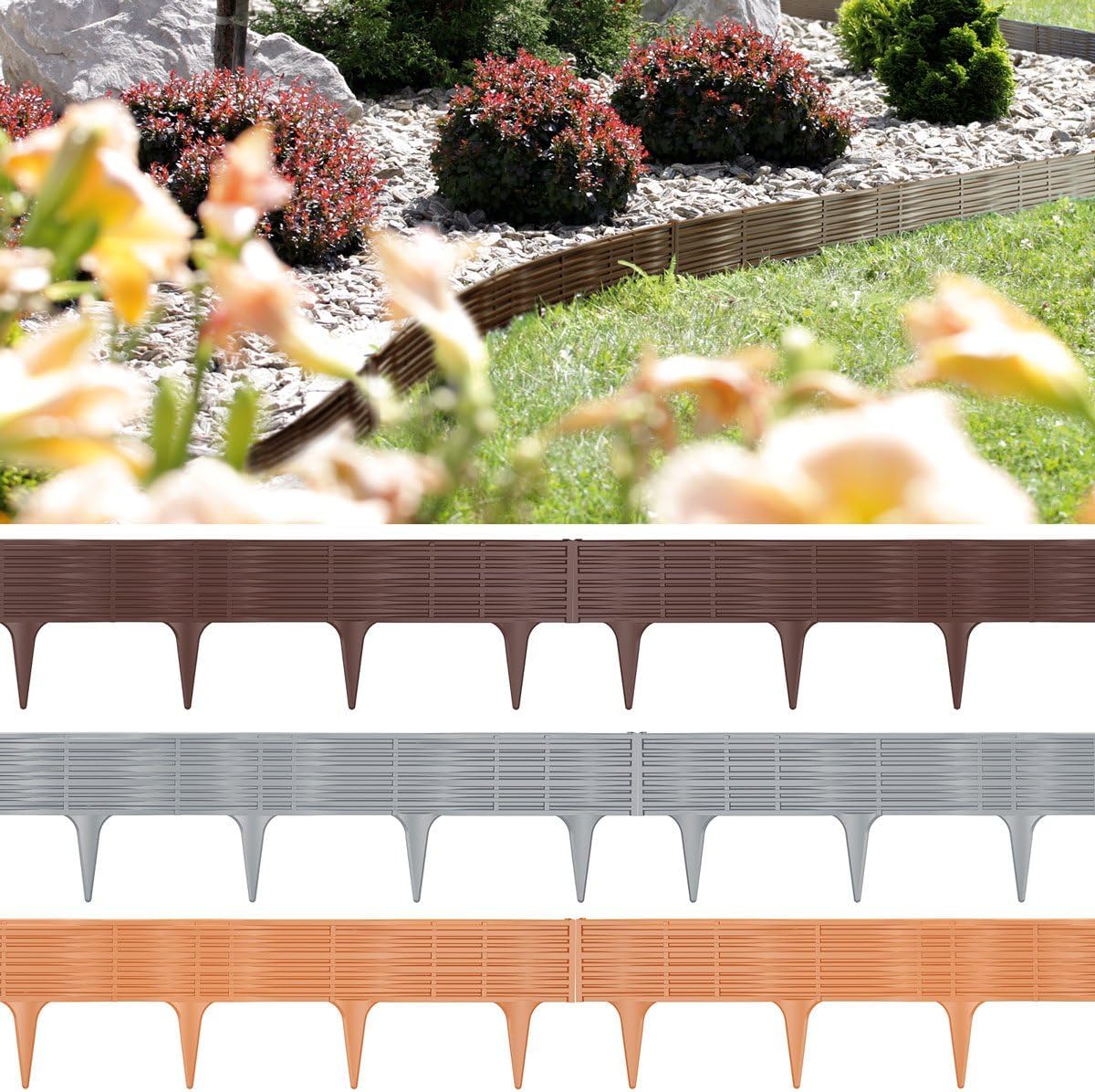 DEUBA® UV-Resistant Weatherproof Garden Edging, Brown, 11.7m