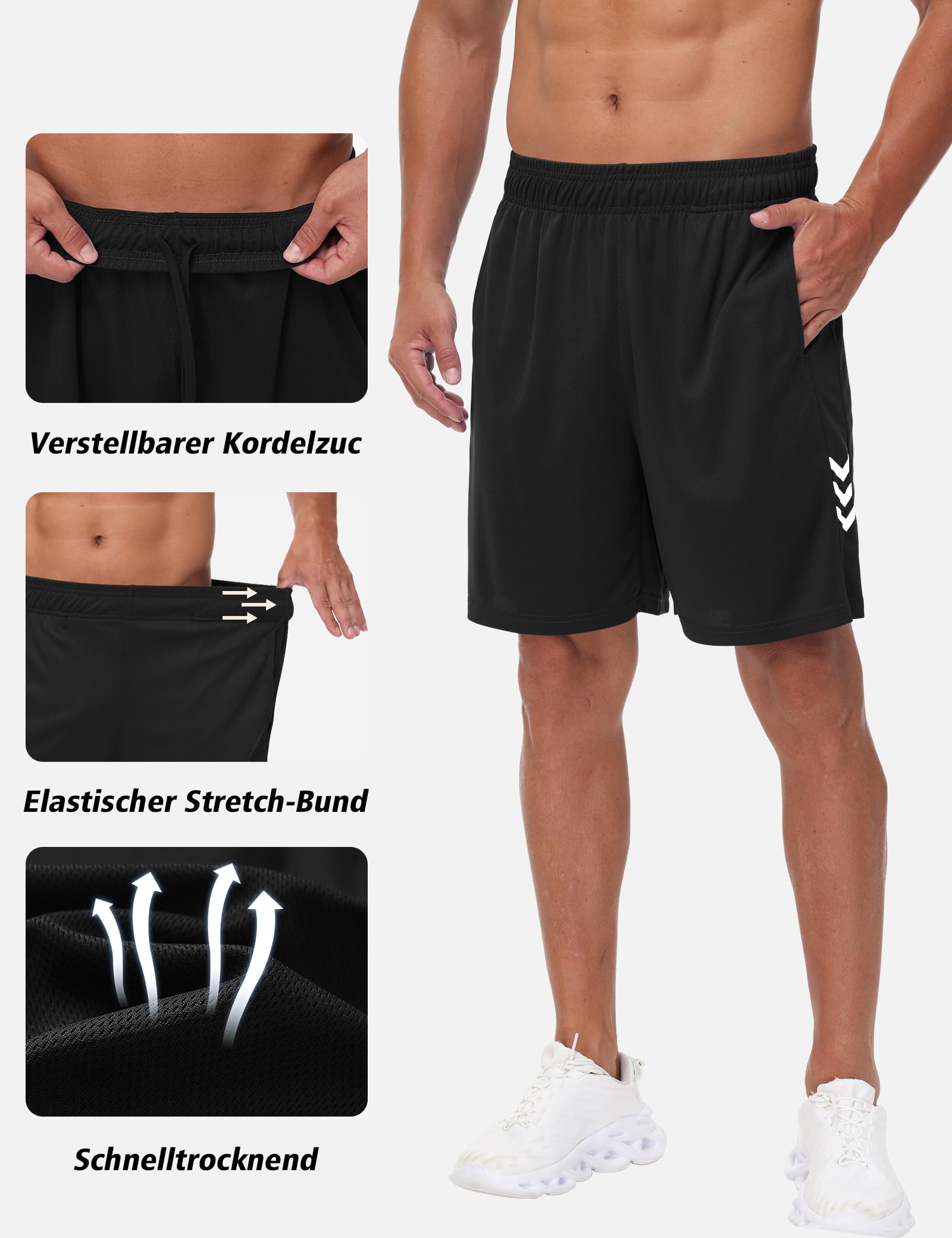 Herren Sporthose Kurze Atmungsaktive Gym Fitness Hosen Dry Fit Lauf Shorts Training Running Funktionsshorts