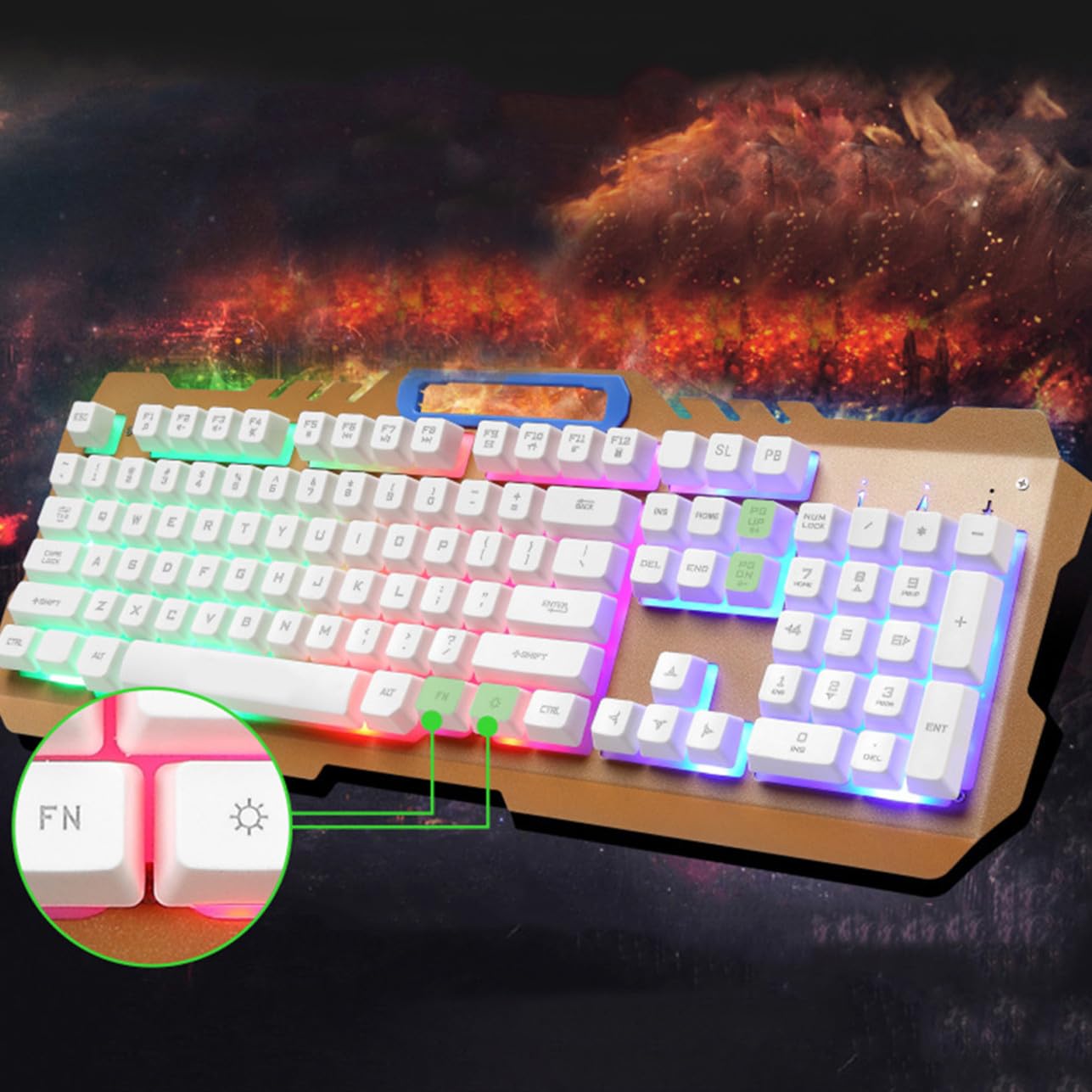DOITOOL Conjunto De Teclado y Retroiluminados Teclado Mecánico con Ratón USB Cómodo para Teclas y Cómodos para Uso Computadora