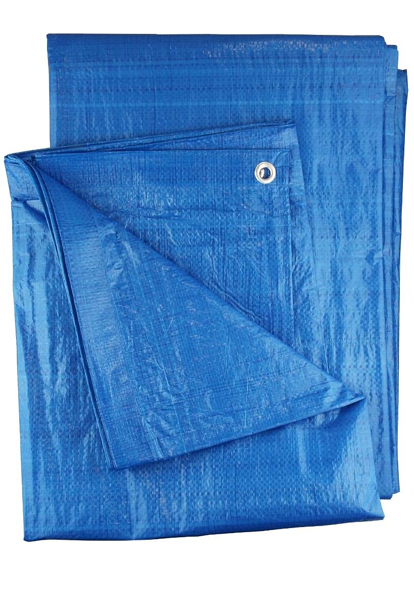 Bortaberg Tarpaulin Strengthened Waterproof With Eyelets, Blue, Multi-Use Cover Protection, Made of 50gram/sm Reinforcing Mesh, Ideal to Cover Garden Furniture, Camping ([m]5x8 || 16.4'x26.2')