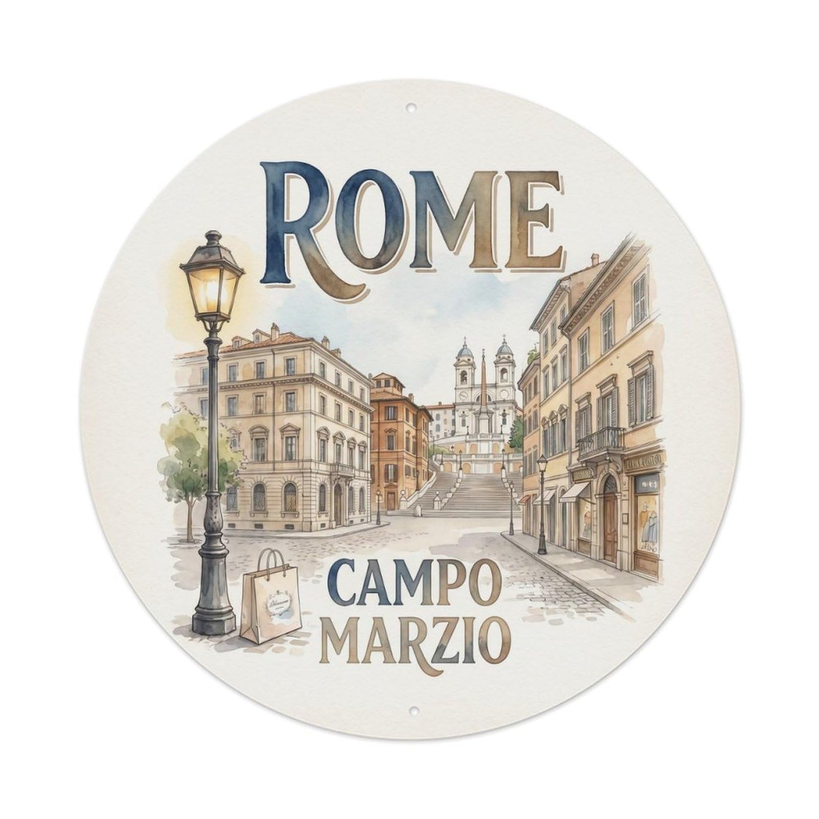 Rome Italy City Landmark Travel Campo Marzio Vintage Metal Tin Sign