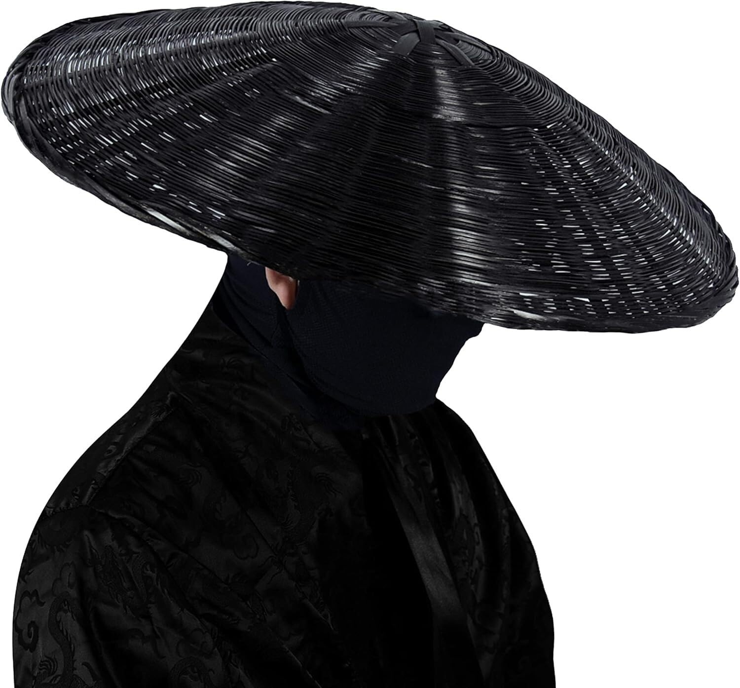 Cappello di bambù Cinese, Cappello da Cosplay Tradizionale da spadaccino Samurai, Cappello Cinese in bambù, Diametro 21" x profondità 4"(Svart)