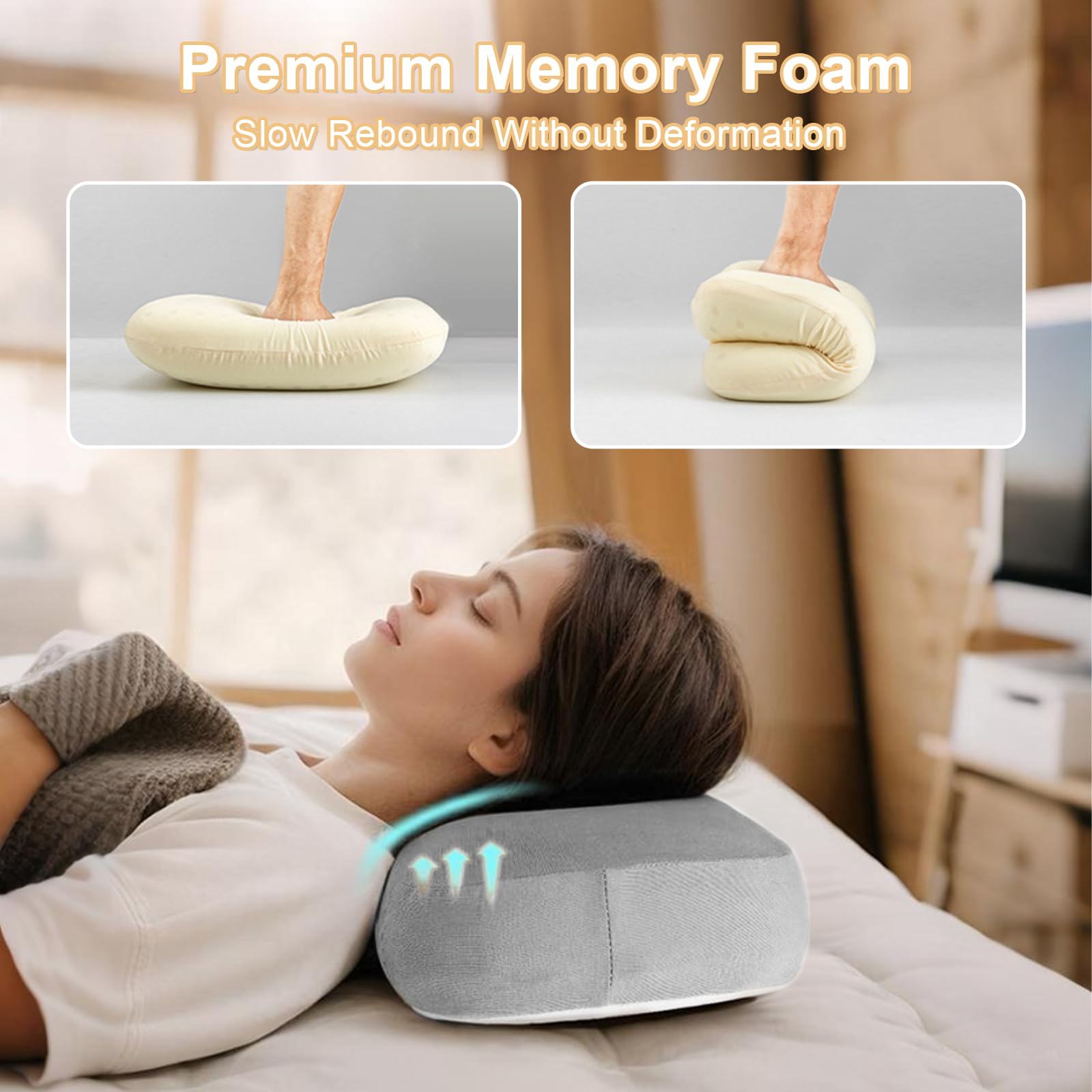 flintronic Poduszka kempingowa, poduszka z pianki z pamięcią kształtu, ze zdejmowaną poszewką, ultralekka poduszka podróżna, podparcie szyi, wygodna, ergonomiczna, na kemping, do biura, samochodu, na