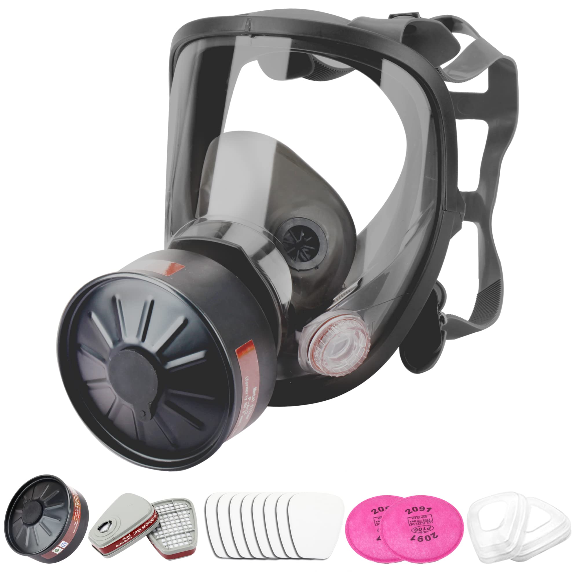 [Full Face Respirаtor] Reusable Respirator Mask with 40mm Activated Carbon Filter for Industrial, Welding, Polishing, Chemical Handling, Painting