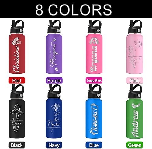 Miniatura 2 de Botellas de agua personalizadas a granel, botella aislada de acero inoxidable con popote grabado con el nombre del logotipo para la escuela,