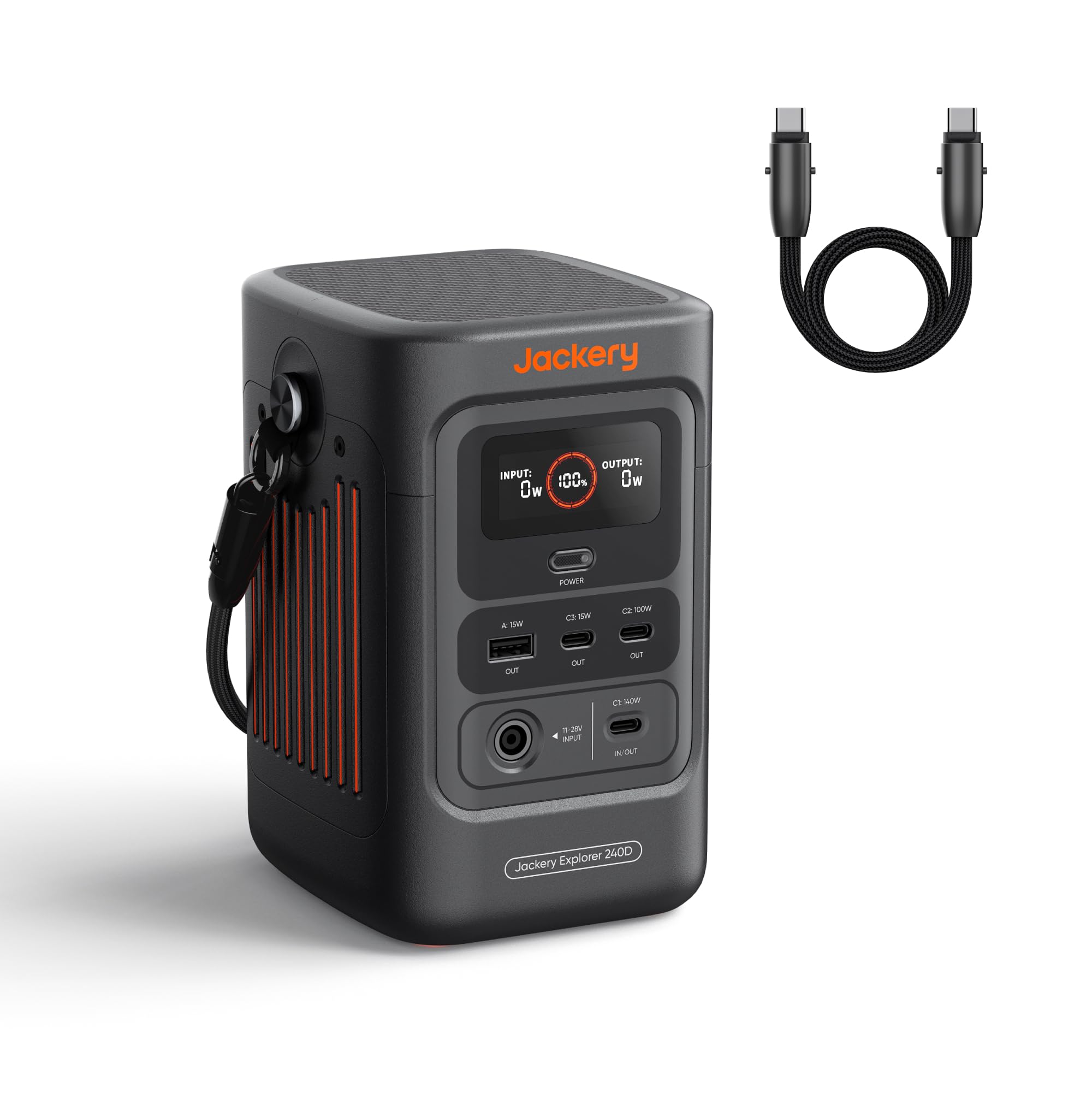 JackeryExplorer 240D Power Bank, 256Wh LiFePO4 Battery Portable Power Station, 200W DC Output, Charging Cable Included,1-Hour Fast Charging, Compact for Outdoor Camping, Travel, EmergenciesClimatePartner certified