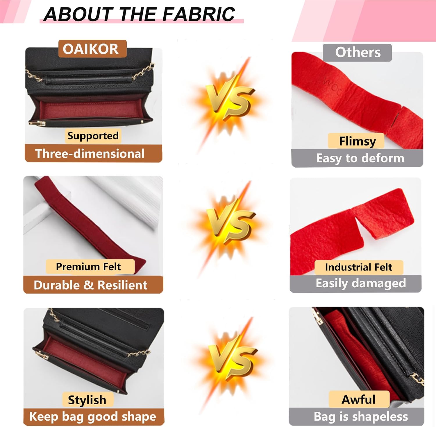 Base Shaper for WOC,Purse Bottom Insert for Chanel Wallet on Chain Bags,Lightweight Felt Bag Shaper Saver,C hanel WOC Base Shaper,Ultimate Protection and Support (Black,10"x1.2")