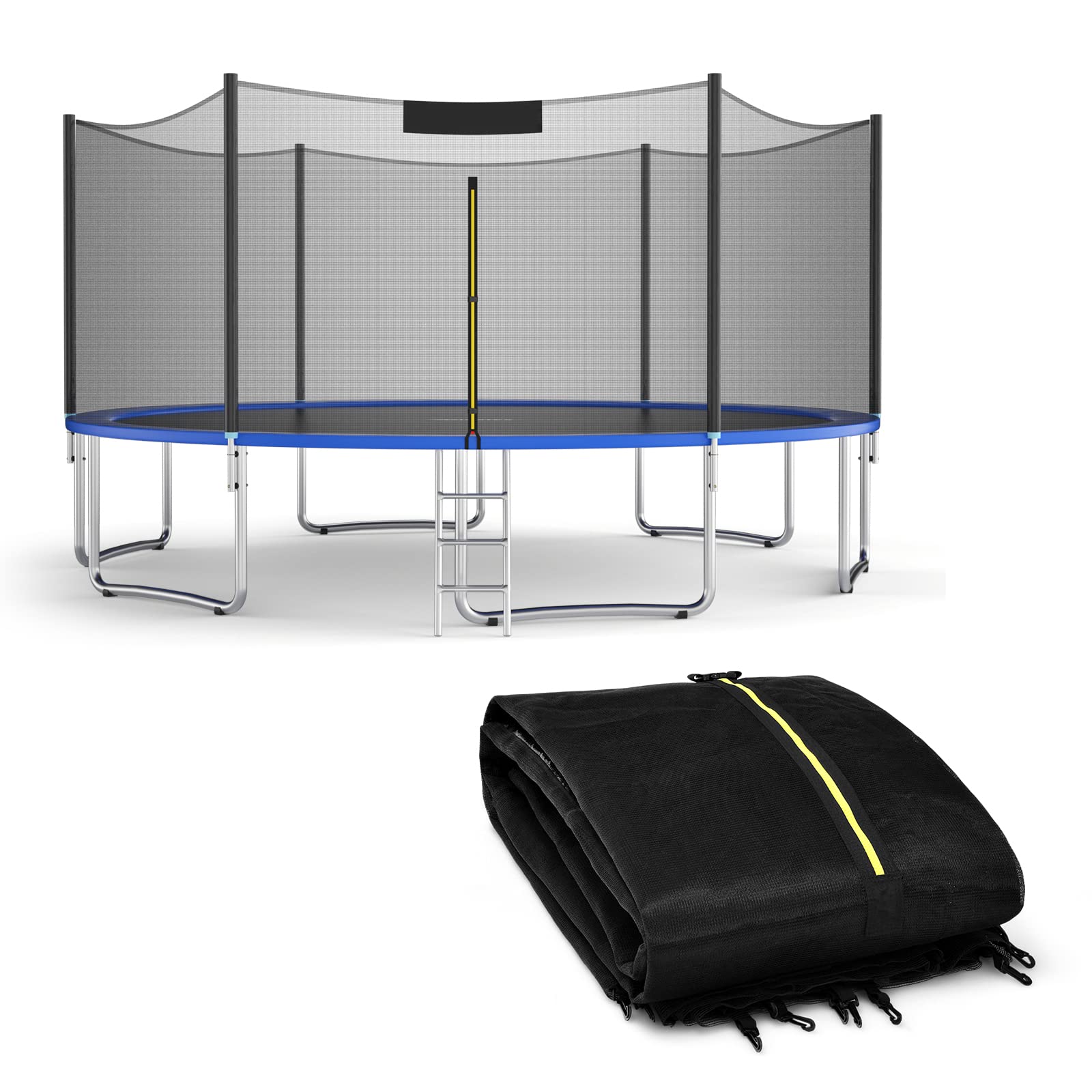 COSTWAY Rete per Trampolino Sostitutiva 244cm/305cm/366cm/427cm/457cm/488cm, Ideale per Struttura Rotonda con 6/8 Paletti con Doppie Cerniere, Fibbie di protezione e Ganci