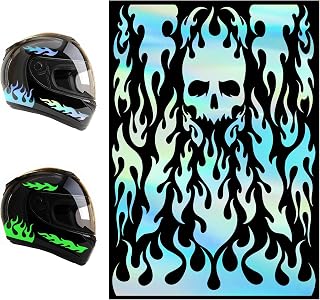 2 Pcs Flame Reflective Sticker for Car Vinyl Racing Sports Flame Stripe Decal for Golf Cart Off-Road Vehicles Motorcycles Bike Skateboard Laptop DIY Decoration Halloween Decor