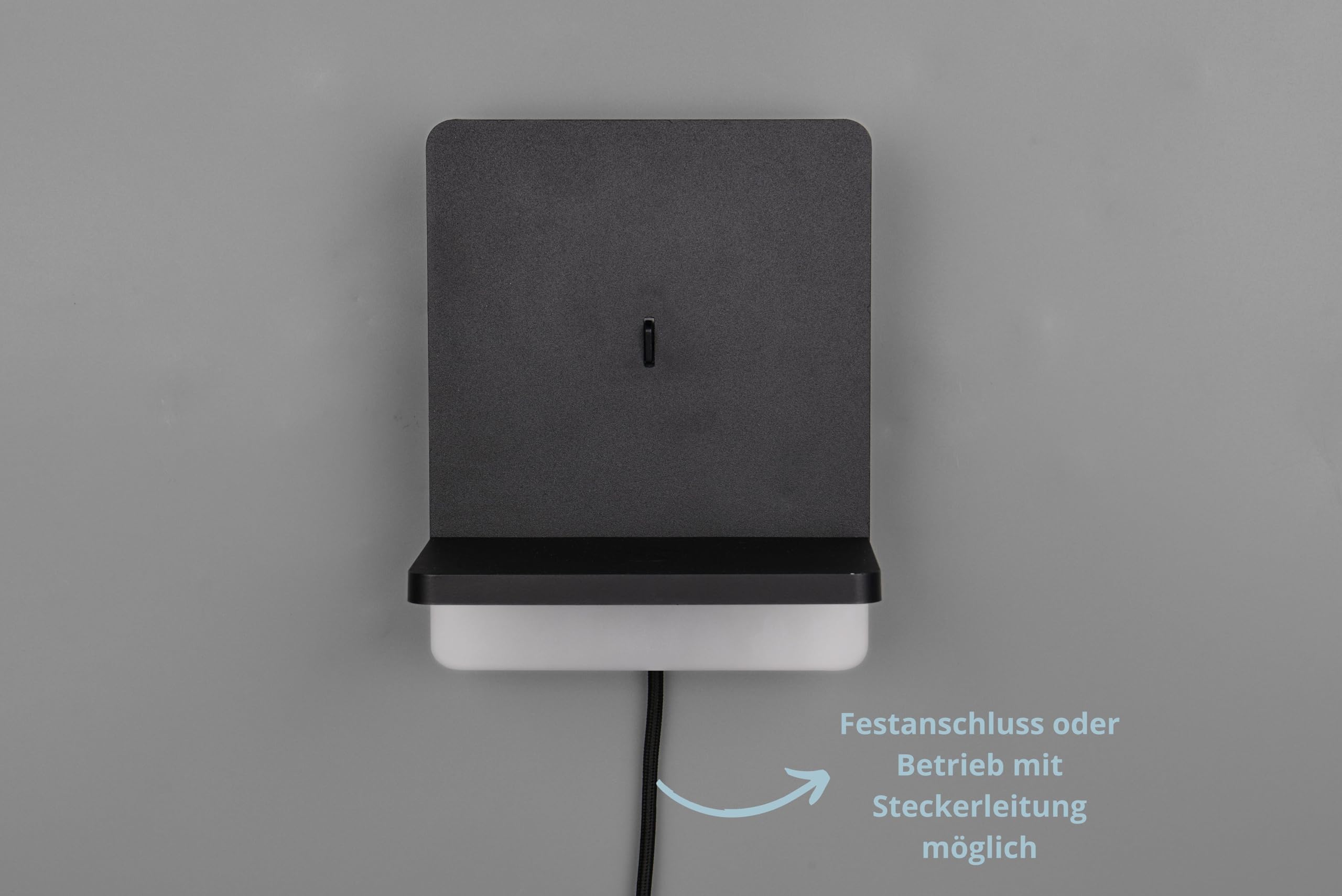 LED Wandlampe Filipp, Wandleuchte, FLEXconnect, USB & USB-C Anschluss, induktive Ladestation, dimmbar mit Schalter, Höhe 20 cm, Breite 16 cm, schwarz matt