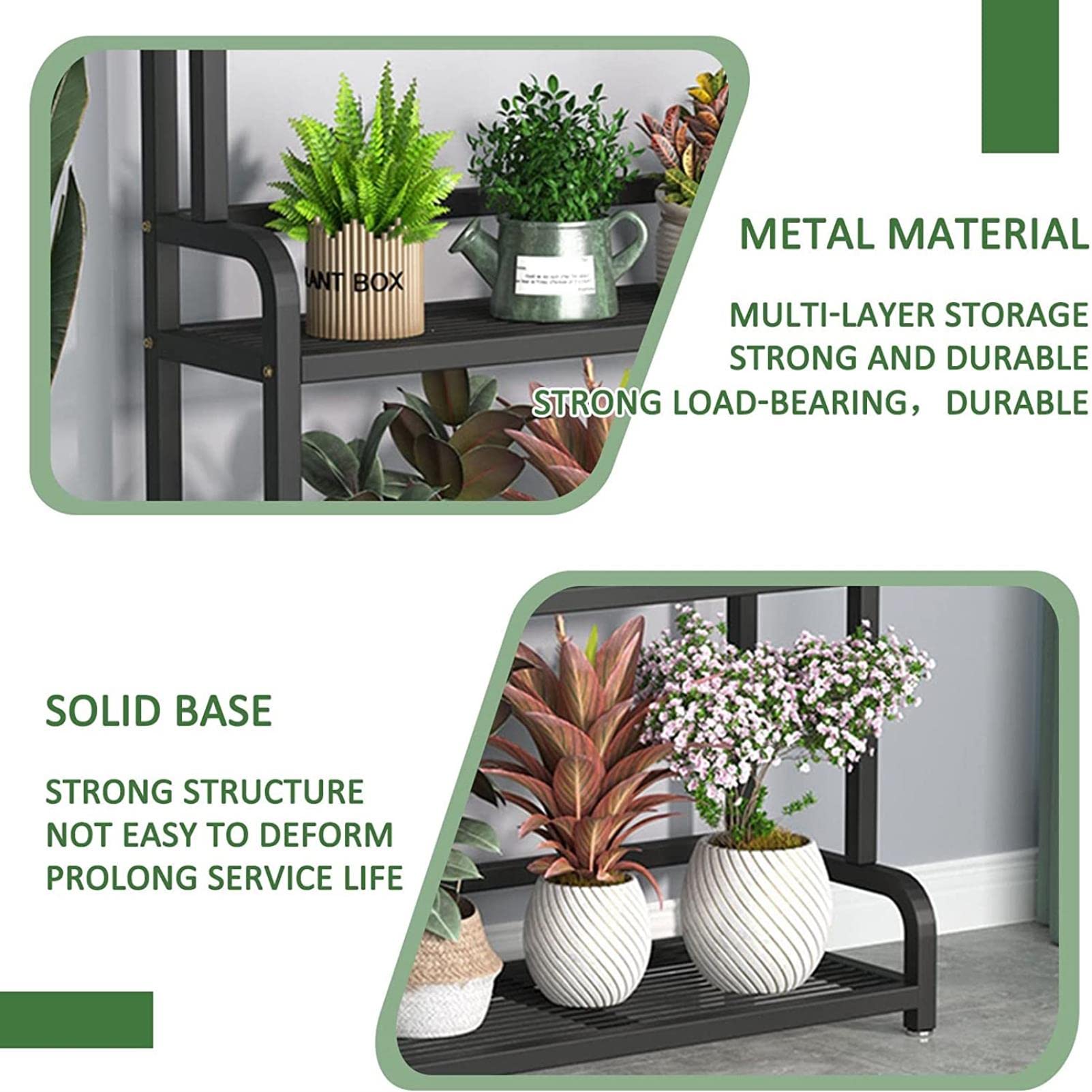 Support échelle à 3 niveaux pour pot de fleurs autoportant avec barre arrière, étagère d'intérieur et d'extérieur pour jardin et terrasse