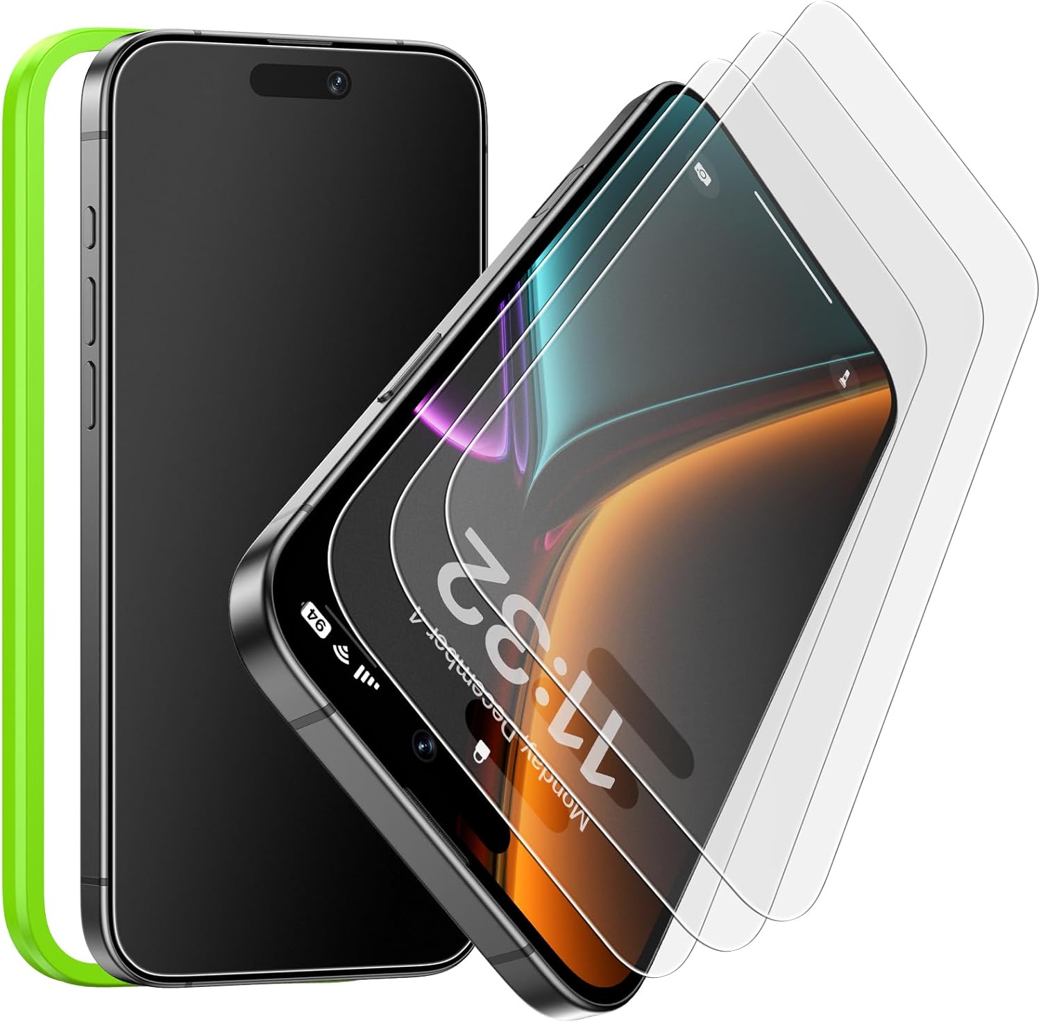 Esanik 3-Pack for iPhone 17/16 Pro Matte Glass Screen Protector - Anti-Glare, Anti-Fingerprint, Anti-Reflection, 9H Hardness, Smooth Touch, Easy Installation Frame Included iPhone 17/16 Pro-6.3''