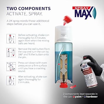 SprayMax 2K Epoxy Primer Gray | 2K Primer Automotive | Epoxy Spray Paint for Metal, Aluminum & Steel | Corrosion-Resistant, Fast-Drying, High Adhesion & Professional Grade 12.5 oz