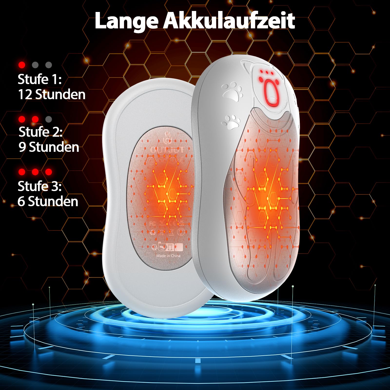 Handwärmer Wiederaufladbar 2 Pack, 12000mAh Magnetischer Handwärmer Elektrische, OUTJUT USB Tragbarer Taschenwärmer Beidseitige Beheizung für Outdoor Sport, Herzerwärmendes