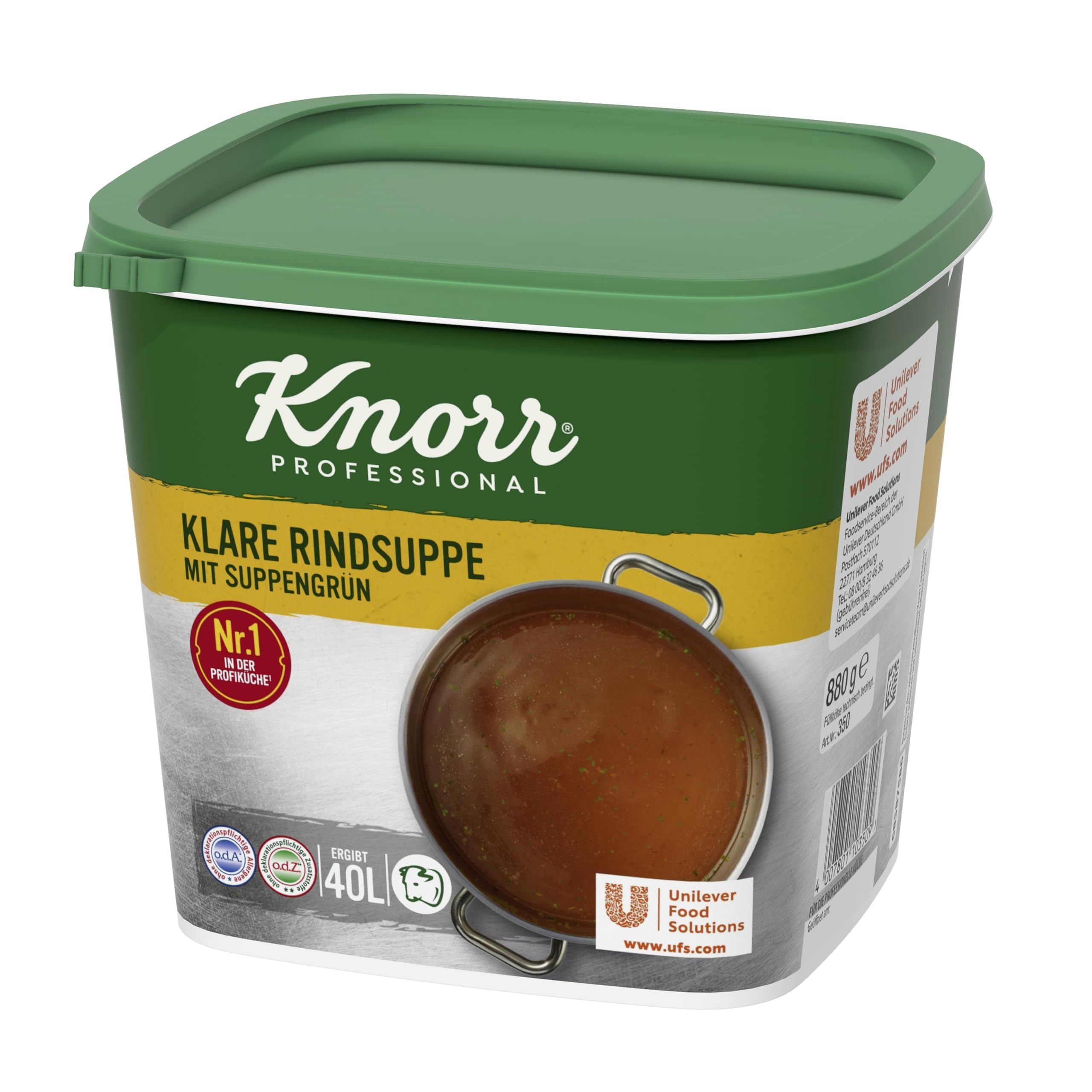 Knorr klare Rindsuppe mit Suppengrün (Rinderbrühe nach bewährter Rezeptur) 1er Pack (1 x 0,88 kg)