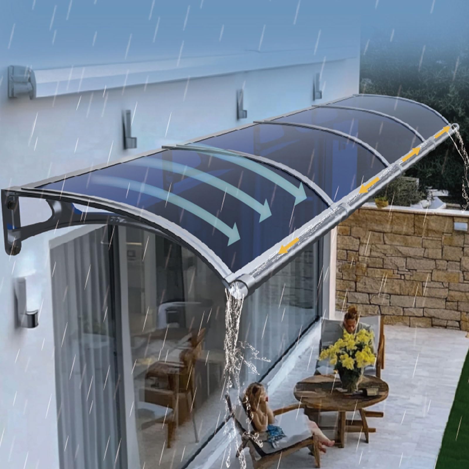 Auvent extérieur de fenêtre protection pluie neige soleil terrasse et porte