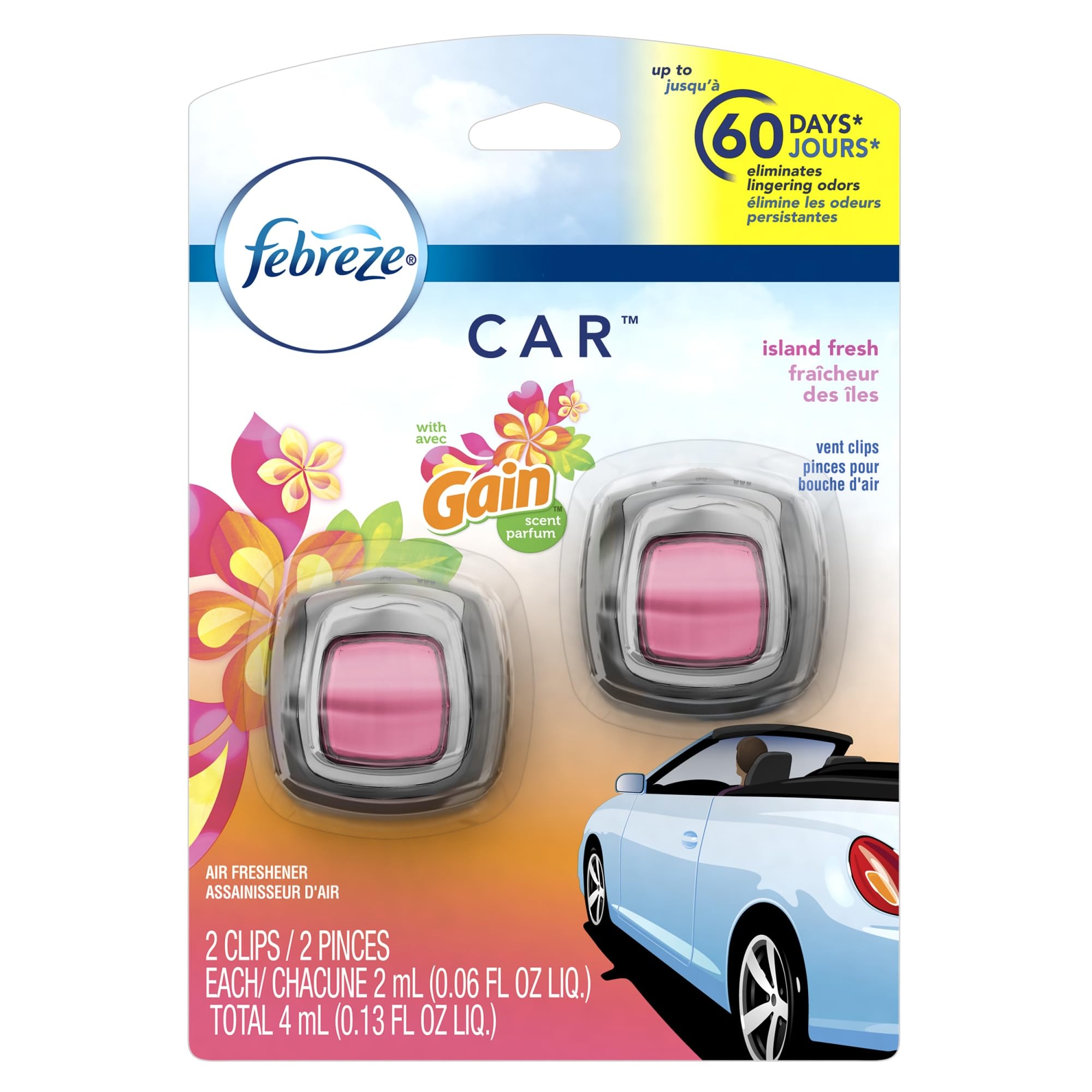 Febreze Gain Island Fresh Scent Car Air Freshener 0.06 oz Liquid 2 pk