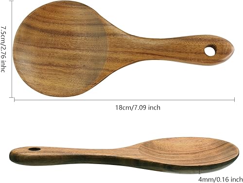 Miniatura 2 de 2 palas de arroz de madera, cucharas de arroz antiadherentes, cuchara de servir, cucharas de cocina, utensilios de cocina, 7.09 pulgadas
