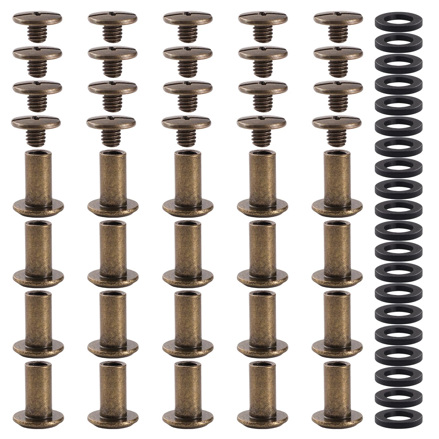 YIXISI 20 Set M5x10mm Chicago Binding Screws Kit, Book Binding Rivets, Leather Rivets, Binding Screws Posts