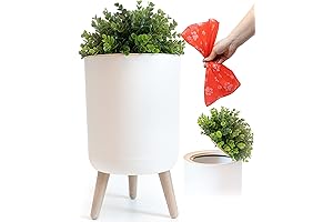 Discreet Outdoor Dog Poop Trash Can with Lid and Plant Decor