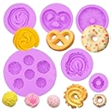Cookies Chocolate Silicone Molds 6 Packs Donut Candy Mini Waffle Cookie Cream Molds for Cake Decoration Cupcake Toppers Jelly Butter Resin Clay