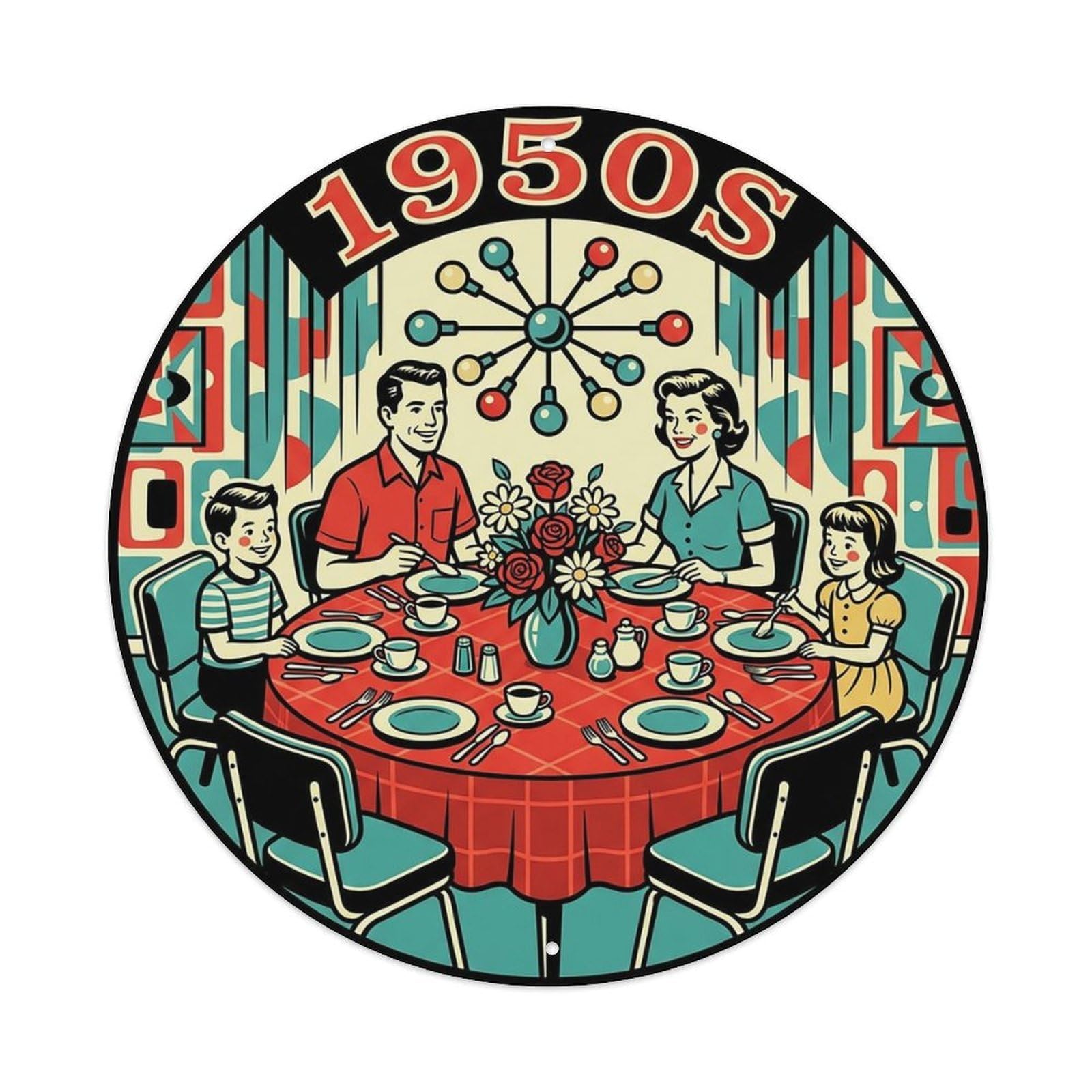 Vintage Retro Dining Room Table Chairs Metal Tin Sign