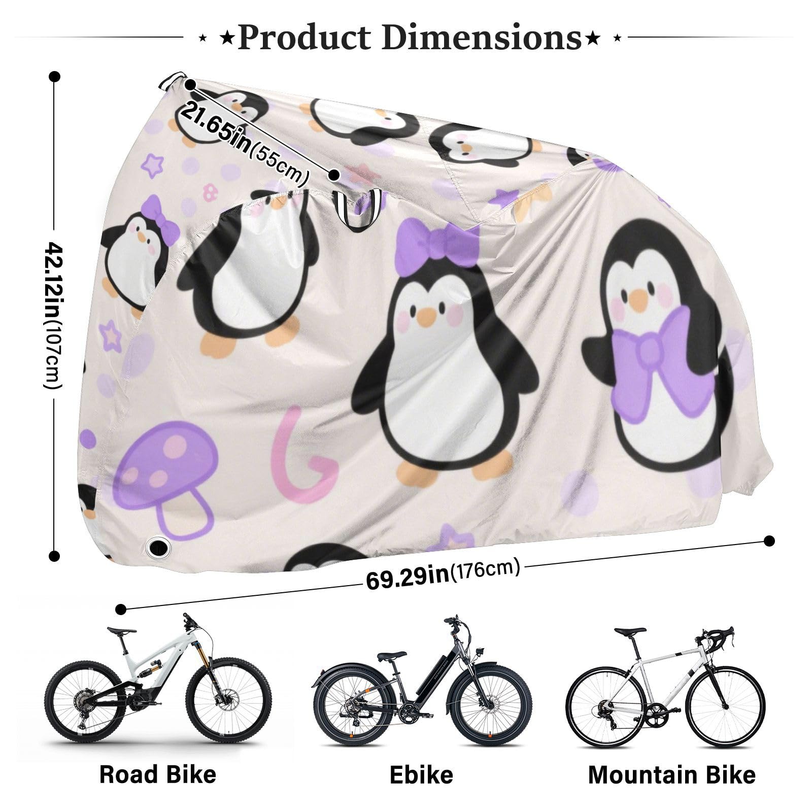 Housse de vélo imperméable avec trous de verrouillage - Protection contre la poussière, la pluie, la neige, les UV - Convient à la plupart des accessoires de vélo de route