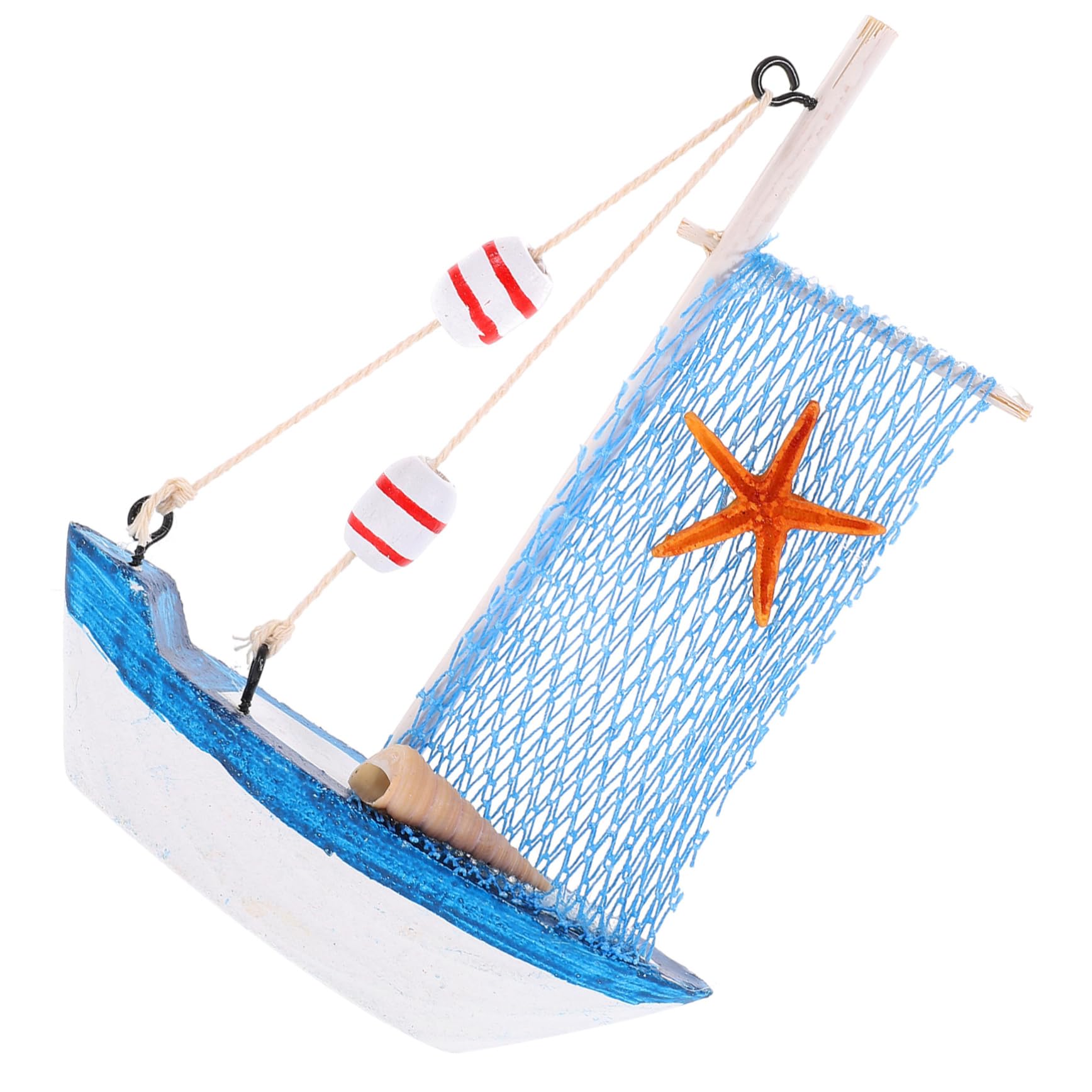 Cabilock Sailboat Figurine Decor Mediterranean Style Wooden Sailing Ship Model for Nautical Home Decoration Room Accent for