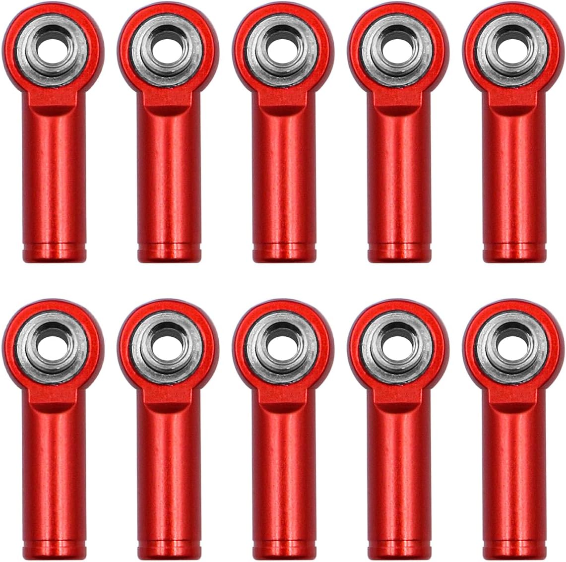 NUZAMAS 10pcs M4 Thread Link Rod End Ball Head Holder Tie Rod Metal Tie Push Link Rod Joint for AXIAL SCX10 1/10 RC Car Model Accessory Red