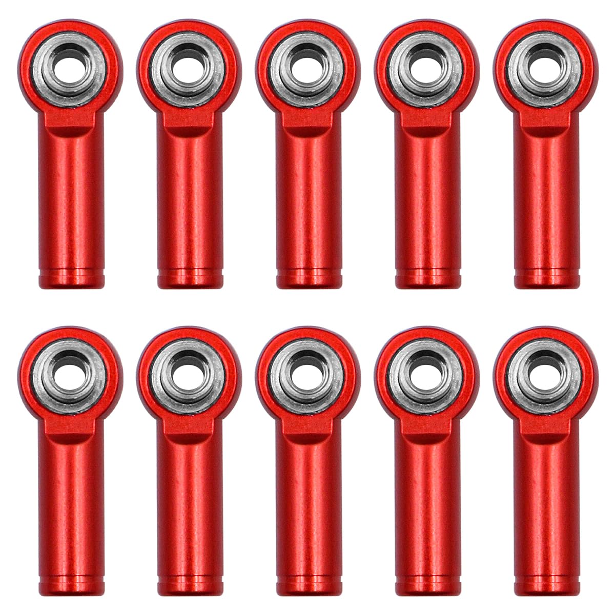 NUZAMAS 10pcs M4 Thread Link Rod End Ball Head Holder Tie Rod Metal Tie Push Link Rod Joint for AXIAL SCX10 1/10 RC Car Model Accessory Red