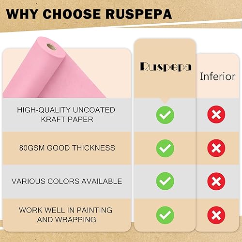 Miniatura 3 de RUSPEPA - Rollo de papel Kraft - 44.5 cm x 1000 cm - Papel reciclable perfecto para envolver, manualidades, embalaje, revestimiento del suelo,