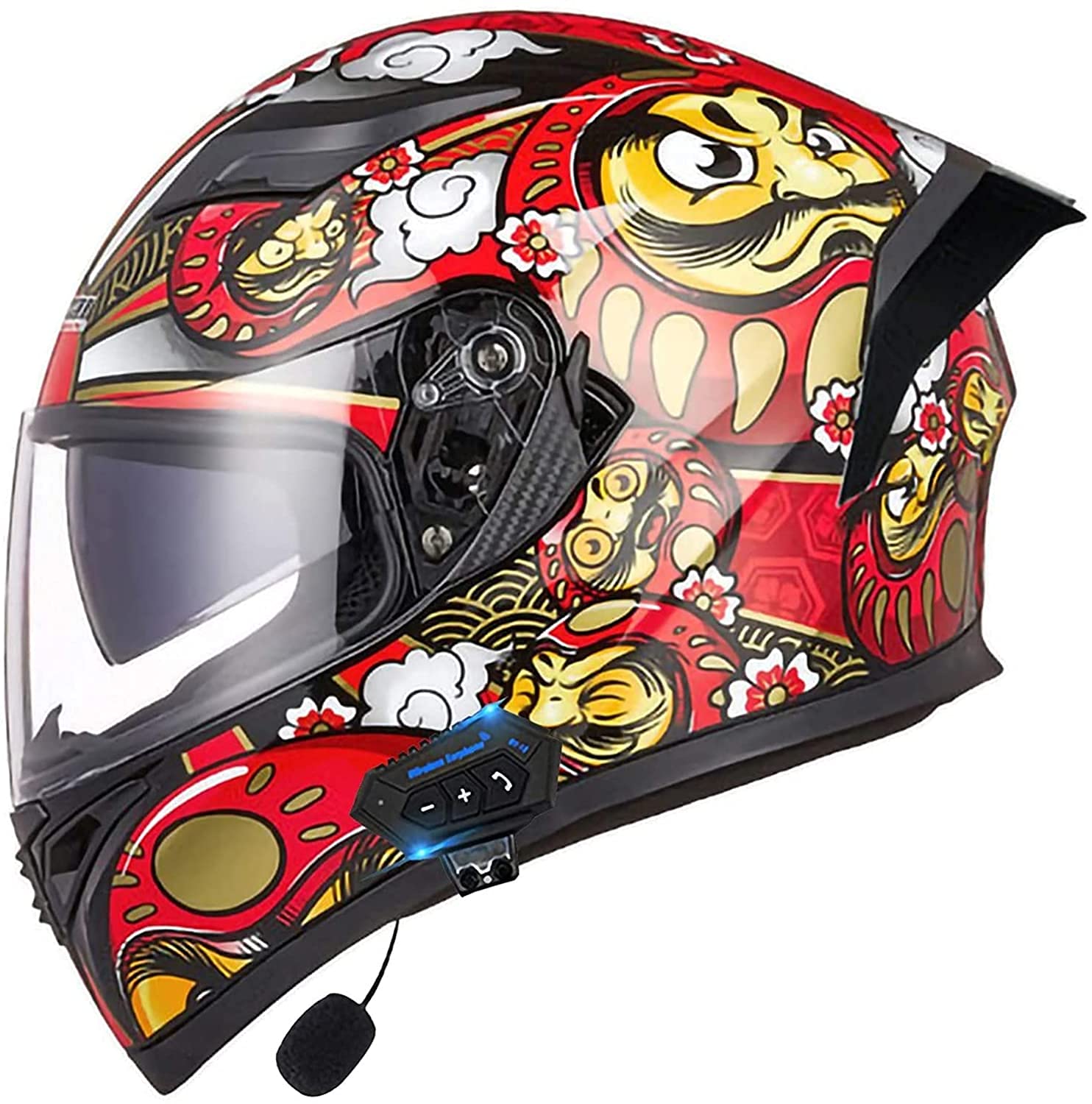 Casque de moto intégral Bluetooth XXL double pare-soleil pour homme et scooter de moto coloris H