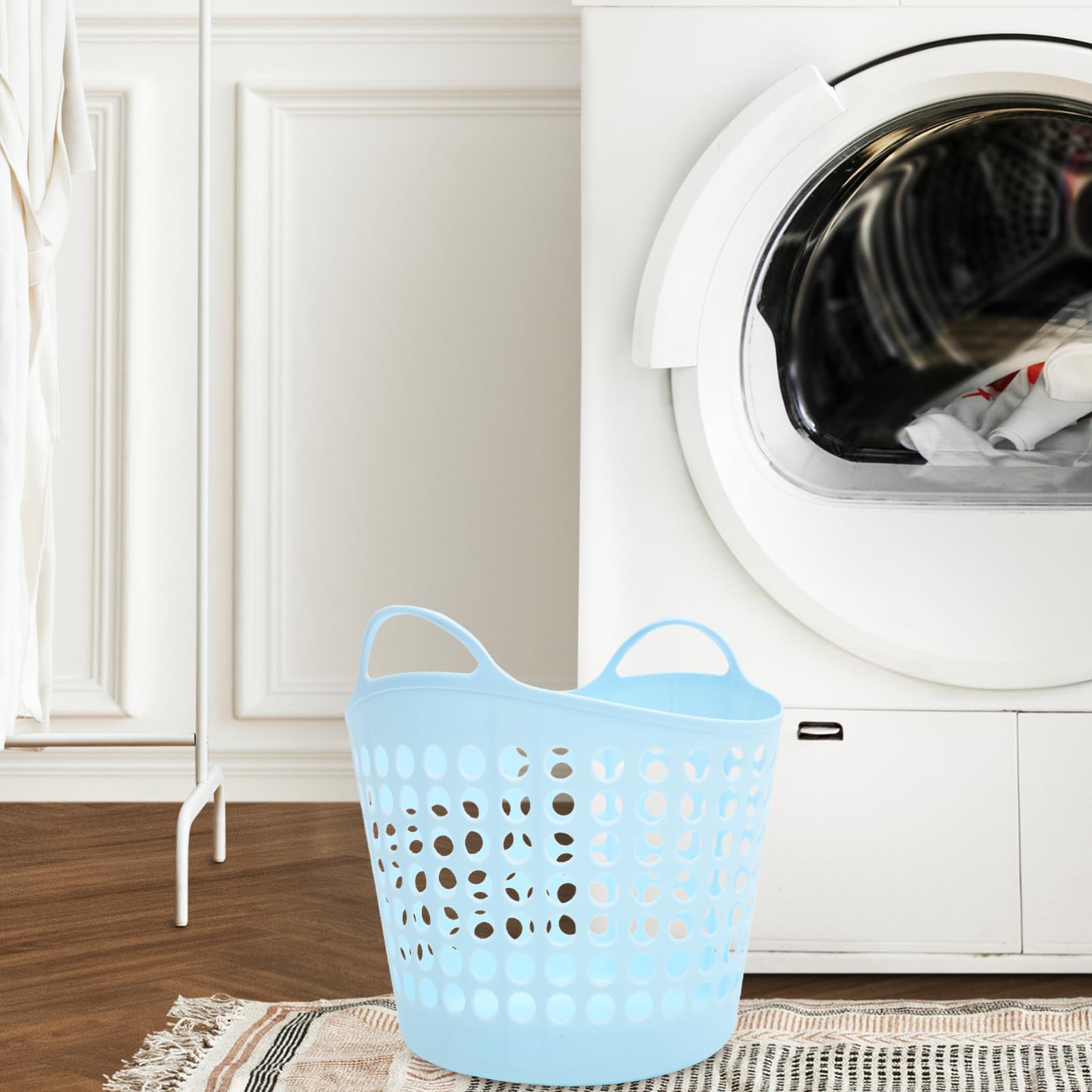 Alipis Cesto Porta Biancheria in Plastica 30l Resistente alla Pressione con Manici, Adatto per Calzini e Peluche, per Bagno e Soggiorno