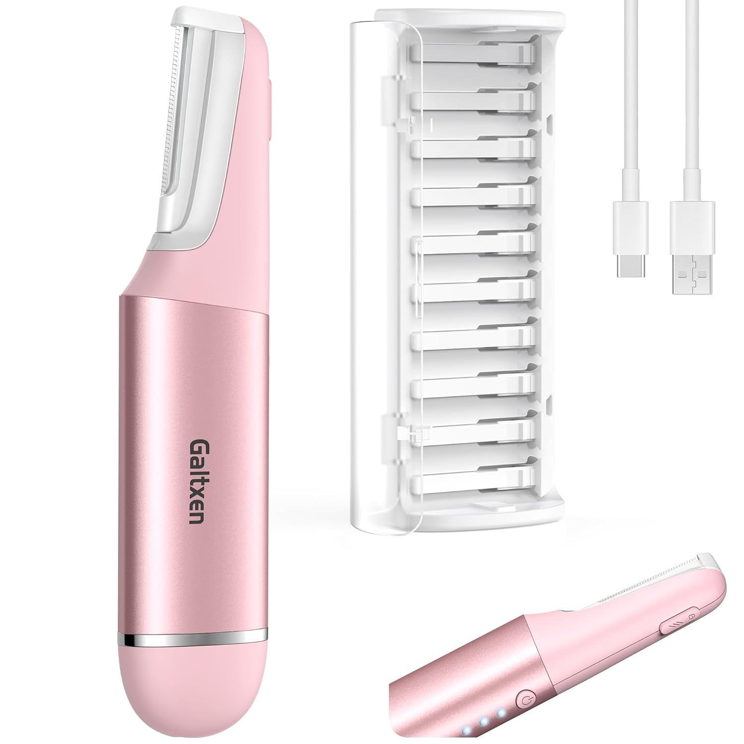Sonic Dermaplane Razor for Women Face Beauty Eyebrow Trimmer, Exfoliation & Peach Fuzz Facial Hair Removal for Women, Electric Face Razors Shaver Epilator Anti-Aging 3 Speeds & 10 Refill Blades, Pink