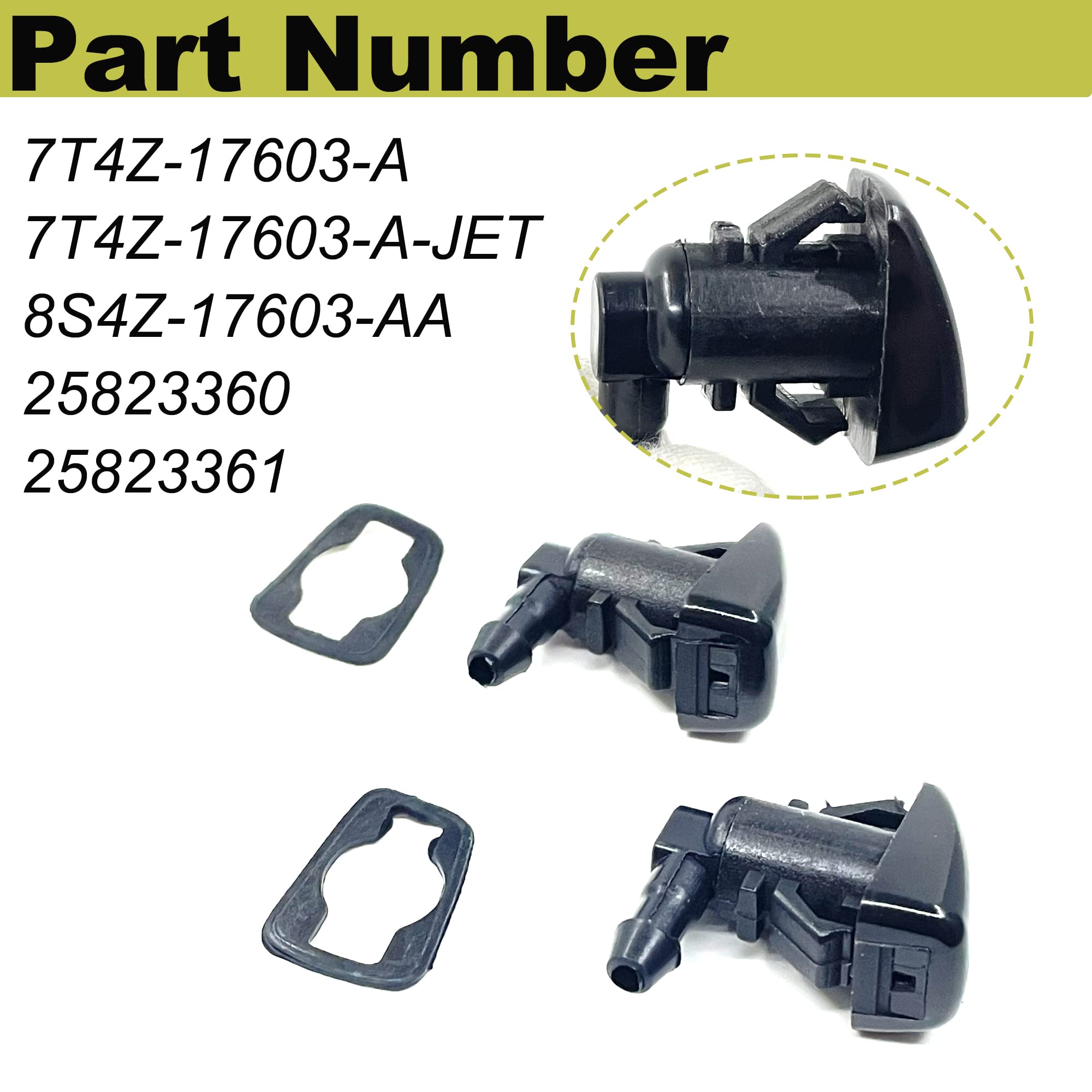 Adjustable Windshield Wiper Nozzle & Hose Kit - Compatible With 2007-14 Ford Edge & 2011-15 Lincoln MKX