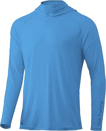 Huk Men's Fishing Hoodie T-Shirt - Sun Protection, Breathable, Perfect For Lightweight Hiking Camping Gear, And Summer Activities (UPF 50