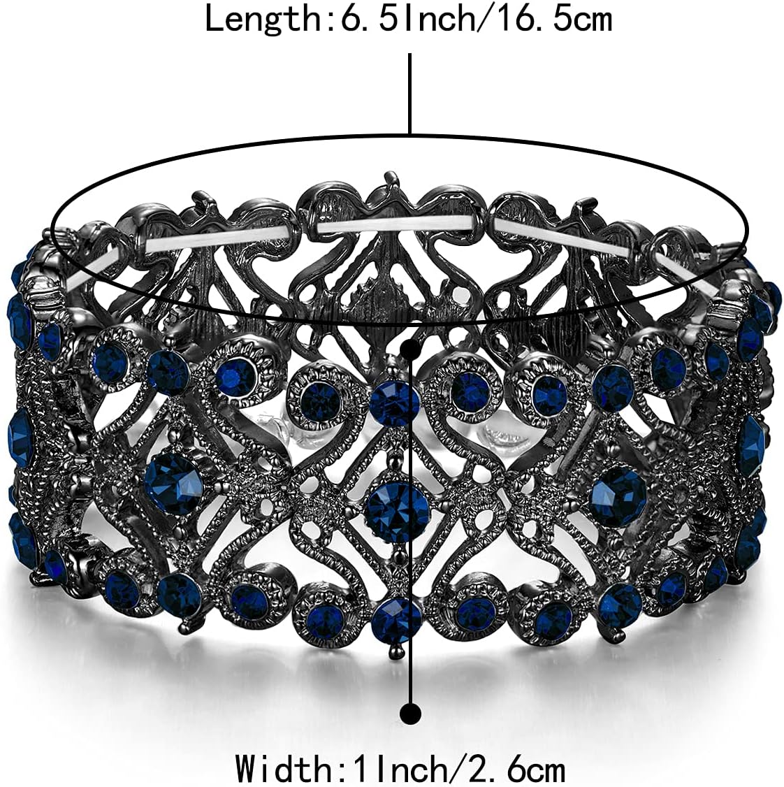 BriLove Women's Wedding Bridal Crystal Cluster Tennis Stretch Bracelet - Image 6