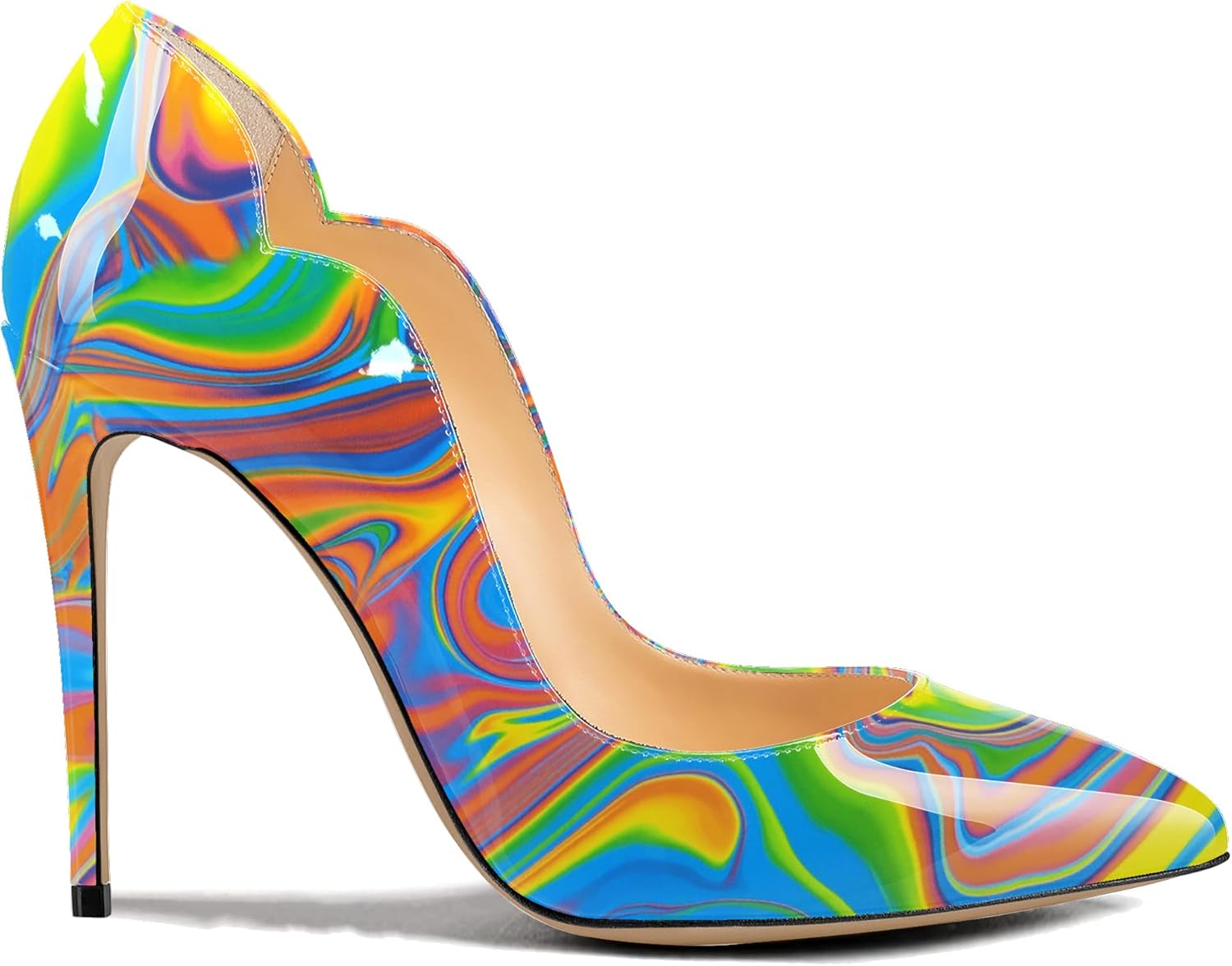 Womens Closed Pointed Toe High Heels Slip On Stiletto Pumps Dress Wedding Shoes 4-Inch - Image 3