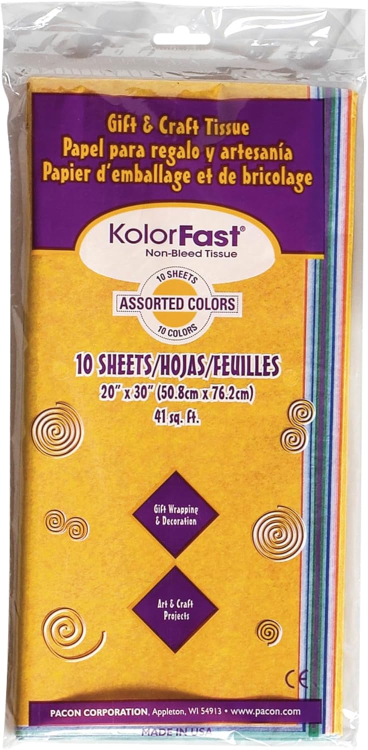 KolorFast Tissue Paper Assortment, 10 Sheets
