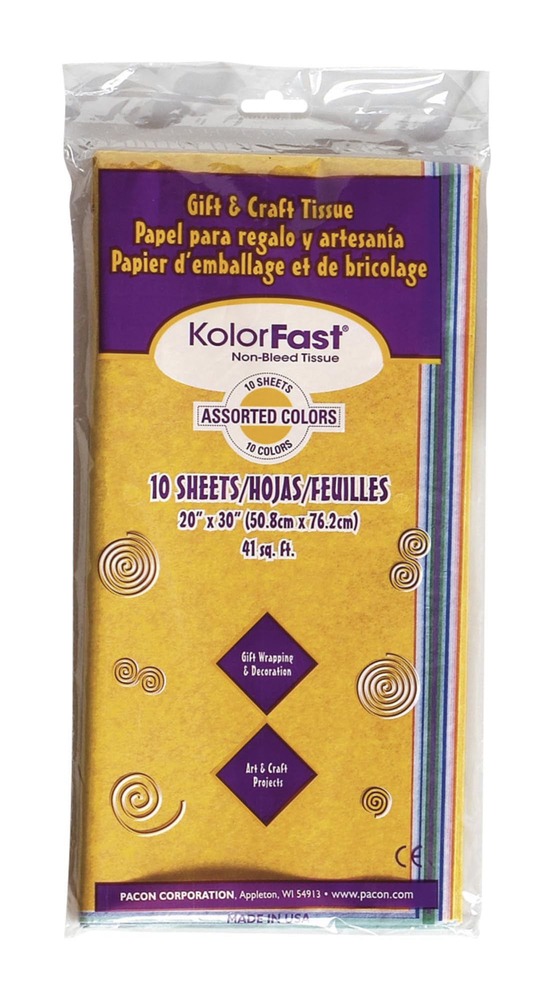KolorFast KolorFast Tissue Paper Assortment, 10 Sheets