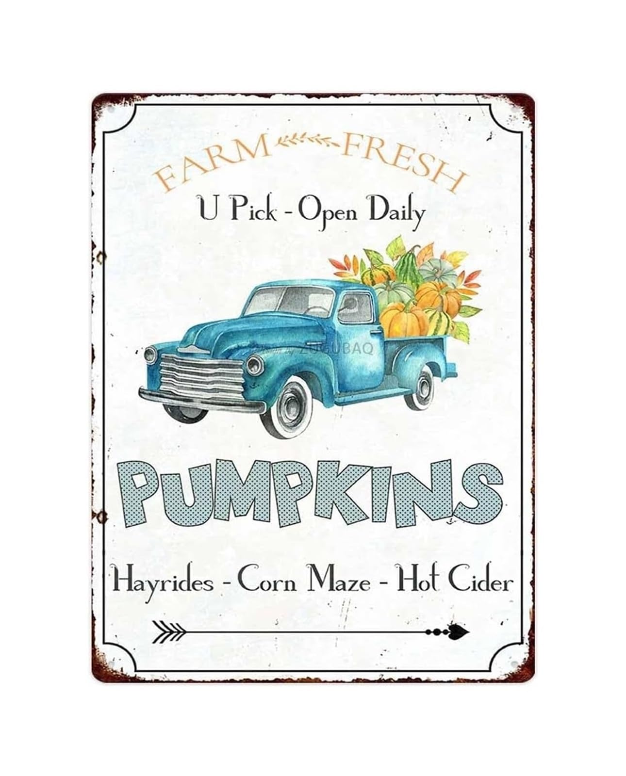 SMGLRUEAT Autumn Harvest Retro Tin Sign Pumpkin Patch Decor Metal Wall-Art for Home Kitchen Bakery Shop Cafe Farmhouse 8 X 12 inch
